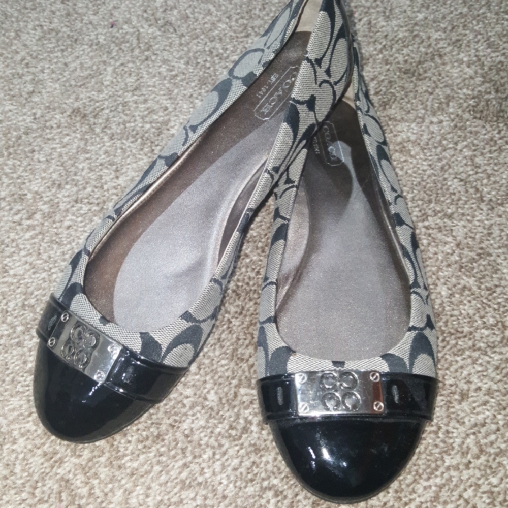 COACH Black Signature Flats